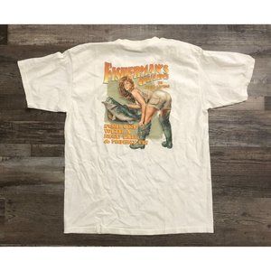 Vtg Buck Wear Outdoors Fishermans Guide Mens Large Funny T Shirt